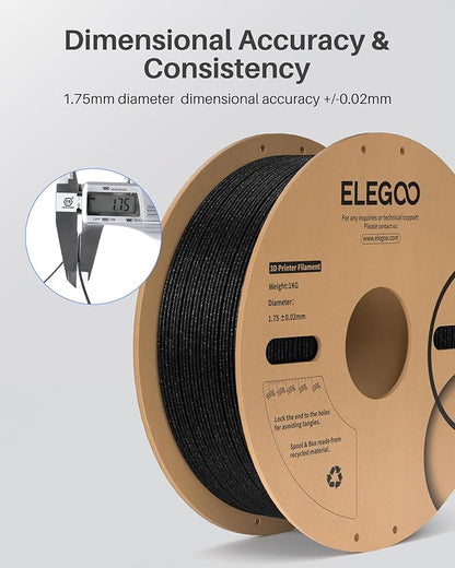 ELEGOO PLA Filament 1.75mm 2KG Sparkle Red & Green, Glitter Twinkling 3D Printer Filament Dimensional Accuracy +/- 0.02mm, 2pcs 1kg Spool(2.2lbs) Fits for Most FDM 3D Printers
