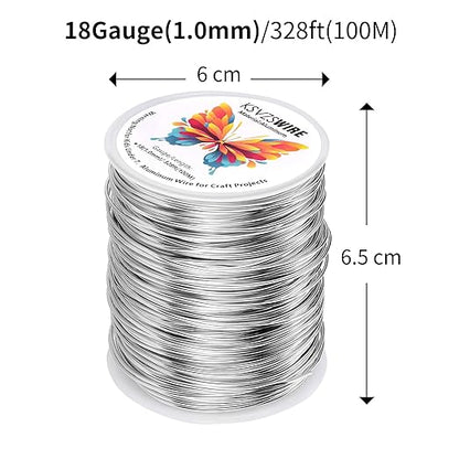 18 Gauge(1.0mm) Aluminum Wire 328 Feet(100M) KSVZS Bendable Metal Wire for Crafts, Sculpting, Armature, Jewelry Making【3-in-1】+18Gauge(1.0mm) 32.8Ft(10M)+1 Pliers(Silver)…