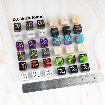 78 Pieces MTG Dice Counters Bulk Life Keyword Counter Dice Set Plus 1/+1 Buff Ability Tokens for MTG, TCG, Cards Gaming Accessories