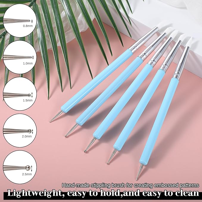 15PCS Silicone Clay Sculpting Tool, Pottery Tools Modeling Dotting Tool Resin Stippling Embossing Tools for DIY Crafts, Modeling, Nail, Painting, Embossing, Sculpting Pottery
