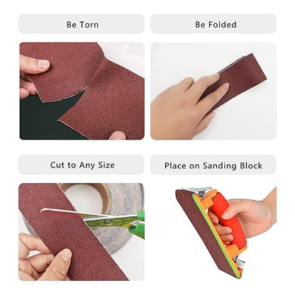 80 Grit Sandpaper Roll, 3 Inch x 49 Feet Emery Cloth Roll Aluminum Oxide Abrasive Paper Roll Continuous Sandpaper for Metalworking, Woodworker, Furniture Repair, Sanding Automotive Plumbing