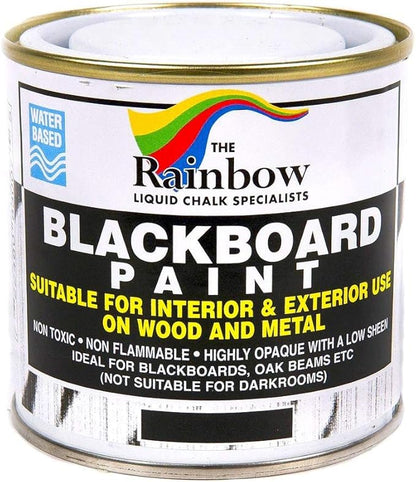 Chalkboard Blackboard Paint - Brush on Wood, Metal, Glass, Wall, Plaster Boards Sign, Frame or Any Surface. Use with Chalk Pen Wet Erase, Non-Toxic - Matte Finish [Black] - (8.5oz Cover 32 sf)