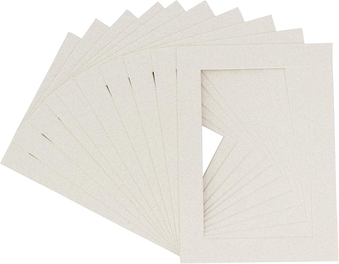 Pack of 25 Acid Free 8x10 Mats Bevel Cut for 5.5x8.5 Photos - Oyster Shell White Precut Matboards For Pictures, Photos, Framing - 4-ply Thickness