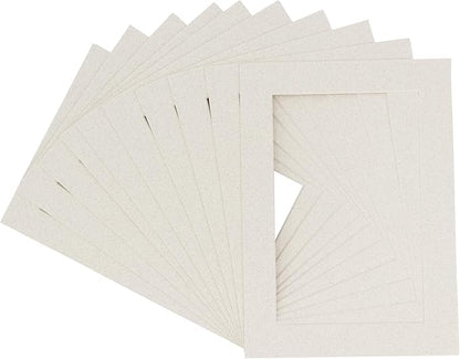 Poster Palooza Pack of TEN 8x10 Mats Bevel Cut for 6x8 Photos - Acid Free Oyster Shell White Precut Matboards For Pictures, Photos, Framing - 4-ply Thickness