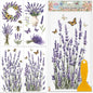 GLOBLELAND 4 Sheets Lavender Furniture Transfer 6x12inch Butterfly and Bee Rub on Transfer Sticker UV Self-Adhesive Wall Art Craft for Bedroom Living Room Desk Table Decoration