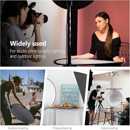 NEEWER 32-Inch 80CM Portable 5 in 1 Translucent, Silver, Gold, White, and Black Collapsible Round Multi Disc Light Reflector for Studio or any Photography Situation