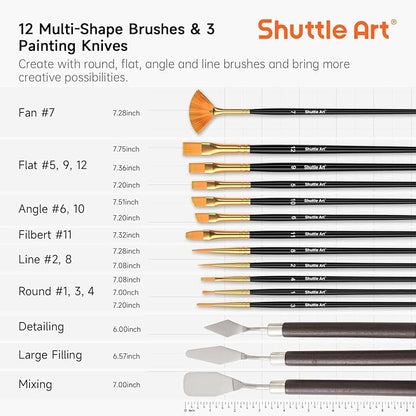 Shuttle Art 54 Pack Acrylic Paint Set, Acrylic Painting Set with 30 Colors Acrylic Paint, Wooden Easel, Painting Canvas, Paint Brushes, Palette, Art Painting Supplies for Kids Adults Beginner Artists