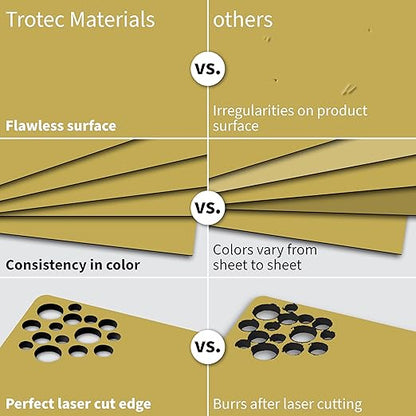 Trotec TroLase Lights | 24"x12"x1/250"(0.1mm thick) | Adhesive-Backed Flexible Laser Engraving Sheet/Film for Decal & Label | Double Color Plastic Sheet for Engraving | Smooth Gold/Black | 10pcs