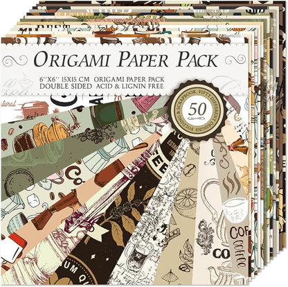 Origami Paper Kit Dobule Sided 100 Sheets 100 Colors 6 Inch Japanese Chiyo Square Easy Fold Arts Crafts DIY Handwork Origami Papers Beginner Coffee Newspapers