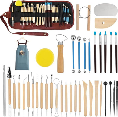 40PCS Clay Sculpting Tools Kit, Clay Pottery Carving Tool Kit with Wooden & Stainless Steel Clay Tools, Professional Clay Sculpting Tool for Adults, Sculpting Tools for Air Dry Clay, Polymer, Ceramic
