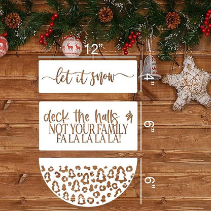 Christmas Stencils for Painting on Wood 12” Christmas Doormat Stencil Xmas Holiday Stencils for Crafts Door Mats Porch Door Decor