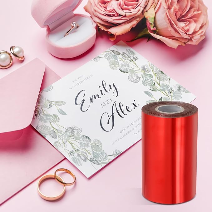 PATIKIL 4"x400Ft Hot Stamping Foil Paper, Heat Transfer Hot Stamping Paper Foil Roll for Leather DIY Logo Decor Craft Gift Package Scrapbook Card, Rose Purple