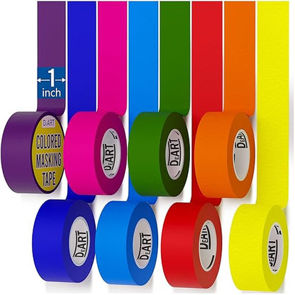 8X Colored Masking Tape, 33 Ft x 1 inch Colored Painters Tape for Arts & Crafts Labeling or Coding, Education Supplies & Craft Supplies Color Tape Rolls, Colorful Masking Craft Tape, Drafting Tape