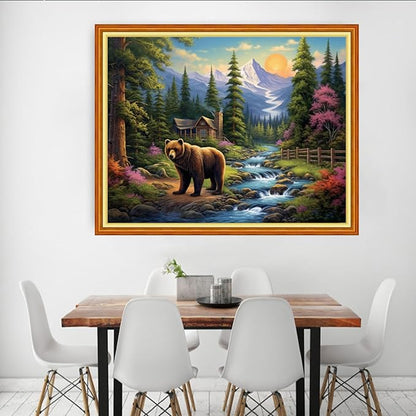 Dooxvey Cross Stitch Kits for Adults Beginners,Full Range of Cross-Stitch Stamped Kits Needlepoint Kits for Beginners Embroidery Kits 11CT Cross Stitch Patterns-Forest Bear 16x20 inch, Manual Arts 10