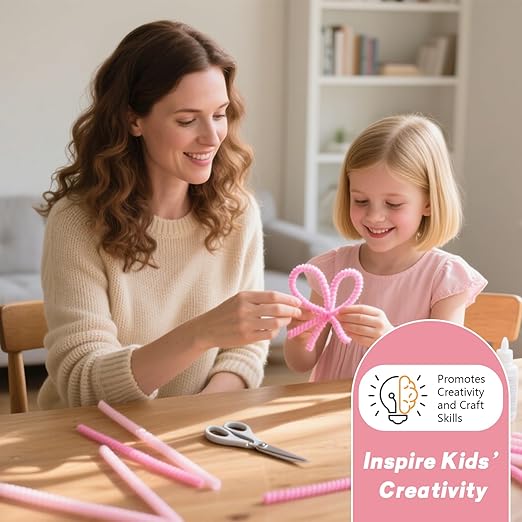 Pipe Cleaners Craft 500PCS 5 Colors Pastel Pink Pipe Cleaners Bulk 30CM Limpia Pipas para Manualidades Fuzzy Wire Chenille Stems for Arts Crafts and Creative DIY Projects Decorations