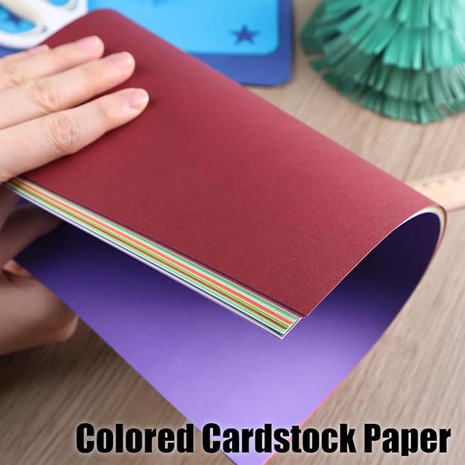 Koogel Colored Cardstock Paper, Includes 40 Sheets 120gsm and 10 Sheets 250gsm Construction Paper for DIY Crafts Scrapbook, Back to School Supplies