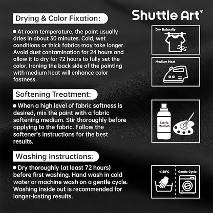 Shuttle Art Black Fabric Paint, 33.8 oz(1000 ml) Large Bottle with Pump, Permanent Fabric Paint for Furniture, Sofa, Cushions, Clothes, Soft Non-Toxic Textile Paint for Color Changing, Renewal & Art Creations