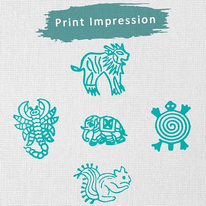 Handcarved Wooden Stamps for Block Printing - Stamps for Mehndi, Saree Border, Scrapbooking, Fabric Textile Paper, Kids, Art Work | Set of 5 | Hashcart®