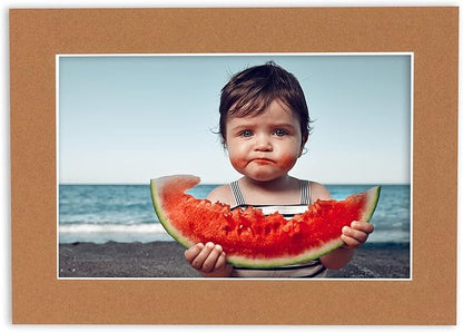 11x14 Mat Bevel Cut for 8.5x11 Photos - Acid Free Aged Oak Brown Precut Matboard - For Pictures, Photos, Framing - 4-ply Thickness