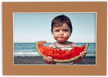 5x7 Mat for 8.5x11 Frame - Precut Mat Board Acid-Free Brown 5x7 Photo Matte Made to Fit a 8.5x11 Picture Frame, Premium Matboard for Family Photos, Show Kits, Art, Picture Framing, Pack of 25 Mats