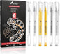 3 Colors 0.8mm Extra Fine Point 6-Pack Gel Pen Set – White, Gold & Silver Gel Ink Pens for Artists Drawing on Black Paper, Sketching, Bullet Journaling & Crafting