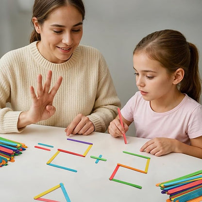 300PCS Colored Sticks for Craft, 3 Sizes (2.5",4.5",6") Colorful Rainbow Popsicle Wooden Sticks Bulk for Home Decoration Project Kid Classroom Art DIY Craft Supplies School Activities
