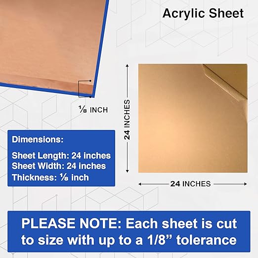 Duco USA-Made Clear Cast Acrylic Sheet 1/8 Inch Thick 24" x 24" - 8 Pack of Transparent Plexiglass Sheet - Lightweight Acrylic Board for Window Replacements, Displays, Signs, and More