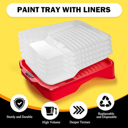 Mister Rui 17-Piece Paint Roller Kit with Non-Slip Tray, Microfiber Roller Covers, Brushes for DIY & Professional Painting Projects, Complete Set for Home Improvement