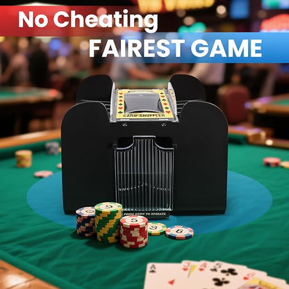 Automatic Card Shuffler 6 Deck Heavy Duty Electric Card Shuffler, USB/Battery-Operated Casino Playing Card Shuffler for Card Games