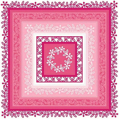 Lapoo Flowers Metal Cutting Die for Scrapbooking - Durable, Cut Stencils for DIY Scrapbook Photo Album Decorative Paper Card, Card Making Supplies (Multiple Large Lace Square Frames 8.1 x 8.1 in)