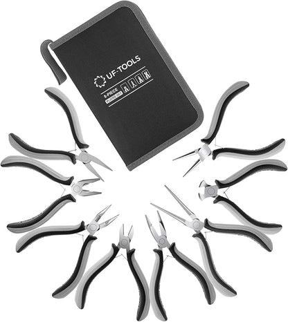 SOONAN 8 Pieces Mini Pliers Set, Jewelry Making Tools with Needle Nose Pliers, Wire Cutters, Round Nose Pliers, Bent Nose Plier