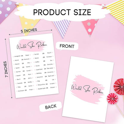 Would She Rather, Birthday Party Games, Girl Birthday Sleepover Party Favor, Set of 20 Games Cards, Teen Girls Birthday Supplies, Activity, Decorations -B06, Medium