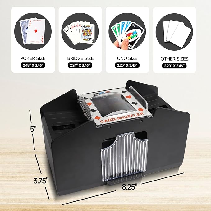 GSE Games & Sports Expert 4-Deck Automatic Card Shuffler, AC/DC-Power & Battery-Operated Shuffler Machines for Playing Cards, Blackjack, Texas Hold'em, Canasta, Bridge, UNO