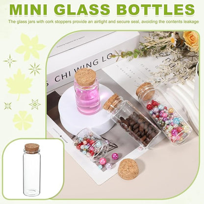 uxcell 6Pcs Mini Glass Bottles with Cork Stoppers, 80ml Small Clear Bottles Glass Empty Jars Vials for DIY Crafts Party Wedding Decor Favors