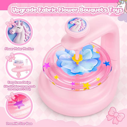 cosone Crafts Kits for Kids Ages 4-8, DIY Fabric Flower Bouquet Kit for 5 6 7 8 Year Girls Unicorn Flower Press Toys Educational Toy Preschool Birthday Gifts for Girls Handmade Activity Set - Pink