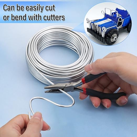 3mm Craft Wire for Sculpting, 52 Ft Aluminum Bendable Thick Metal for Bonsai Trees, Floral Armature, Weaving, Wrapping, Clay Models, Dolls, DIY Jewelry Making (9 Gauge Thickness)