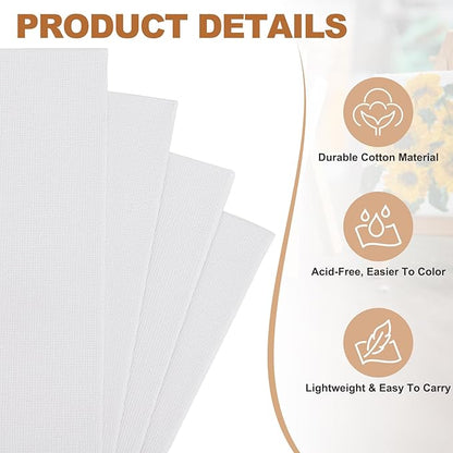 MECCANIXITY Canvas Boards for Painting, 8x10 Cotton Blank Primed Art Canvas Panels Acid-Free for Painting Supplies Oil Acrylic Tempera Watercolor Pouring Paint Artists(White, Pack of 10)
