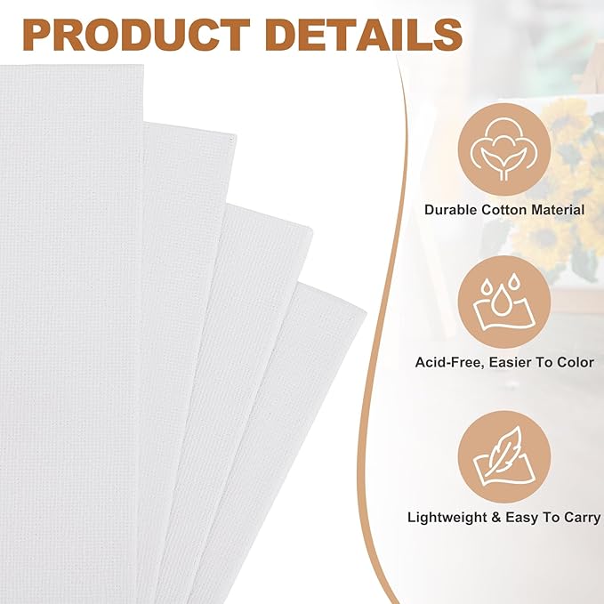 MECCANIXITY Canvas Boards for Painting, 12x16 Cotton Blank Primed Art Canvas Panels Acid-Free for Painting Supplies Oil Acrylic Tempera Watercolor Pouring Paint Artists(White, Pack of 5)