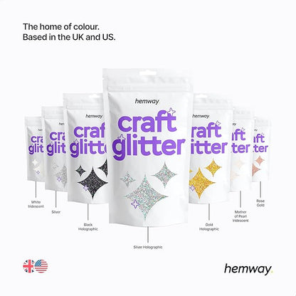 Hemway Craft Glitter Flakes for Arts and Crafts, Tumblers, Resin, Epoxy, Nail Art, Wax, Card Making and Decorations 100g / 3.5oz - Fine (1/64" 0.015" 0.4mm) - Mother of Pearl Iridescent