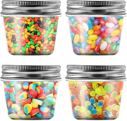 novelinks 4 Ounce Clear Plastic Jars Containers With Screw On Lids - Refillable Round Empty Plastic Slime Storage Containers for Kitchen & Household Storage - BPA Free (40 Pack)