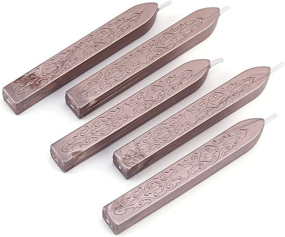 Yoption 5 Pieces Sealing Wax Sticks, Antique Champagne Gold Totem Fire Manuscript Wax Seal Sticks with Wicks for Wax Seal Stamp (Champagne Gold)