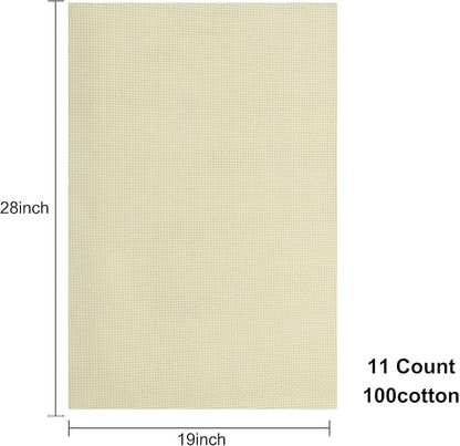 Aida Cloth 11 Count Cross Stitch Fabric,19×28inch (11CT,Off White)
