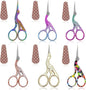 BIHRTC Little Scissors - 3.6inch Cross Stitch Scissors with Leather Cover and Stainless Steel Crane Design for Embroidery, Sewing, Crafting, Art Work, Needlework