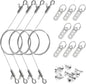 12PCS Picture Hanging Wire Kit for Mirrors, Frames, Artwork, Light Lamp, Billboards, Basket Flowerpot 6.56ft Adjustable Hanging Wire, 3-Hole D Rings Picture Hangers with Screws