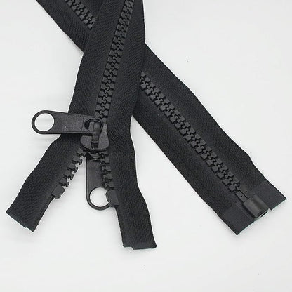 Leekayer 2PCS #10 48 Inch Heavy Duty Zippers for Sewing Separating Large Plastic Zippers Black Tape with Double Pull Tab Slider, Sleeping Bag, Boat, Canvas, Cover, Trampoline, Dog Bed,Tent (48" 2pcs)