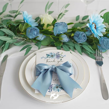 HUIHUANG Dusty Blue 2 inch Wide Double Face Satin Polyester Ribbon for Wedding, Baby Shower, Christmas, Birthday, Valentine's Day - 25 Yards/Roll