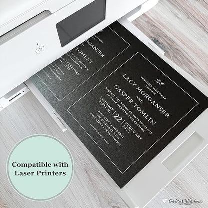 Cardstock Warehouse Stardream Onyx Black Cardstock Paper - 25 Sheets, 8.5 x 11" – 105 lb / 284 GSM Premium Metallic Black Card Stock for High-end Printing, Card Making, Die-cutting & DIY Projects