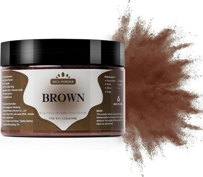 Mica Powder - 100g Mica Powder for Epoxy Resin - Metallic Color Pigment for Resin, Soap, Bath Bombs, Eye Shadow, Nails, DIY Crafting Projects etc. (Brown)