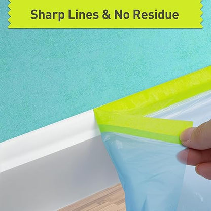 Pre-Taped Masking Film for Painting - 22" x 66' Painters Plastic Sheeting with Automotive Paint Tape and Drape for Covering Cars, Walls, Windows and Furniture Protection (4 Rolls)