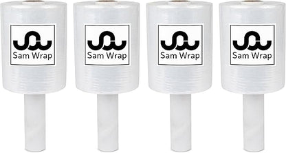(R) Stretch Wrap 5" x 1000' Roll With Handle, 80 Gauge Extra Thick Durable Self-Adhering Plastic Wrap for Moving, Packing Wrap Industrial Strength, Clear Plastic Pallet Shrink (4 Pack)